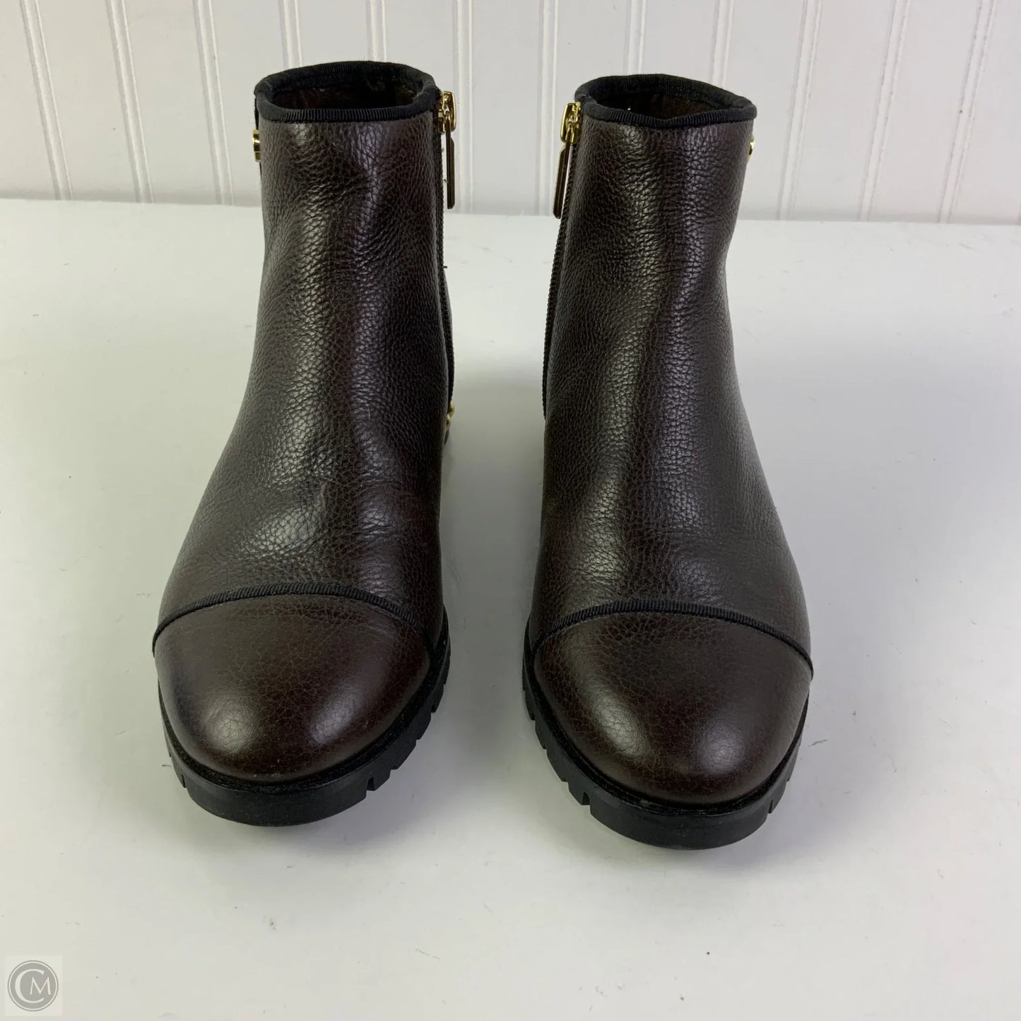 Boots Designer By Karl Lagerfeld In Brown, Size: 7.5
