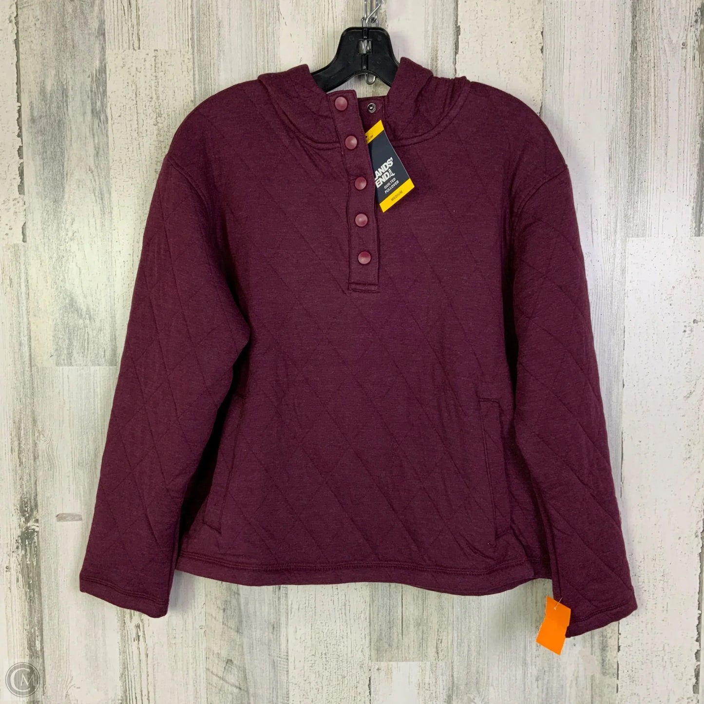 Sweatshirt Hoodie By Lands End In Maroon, Size: M