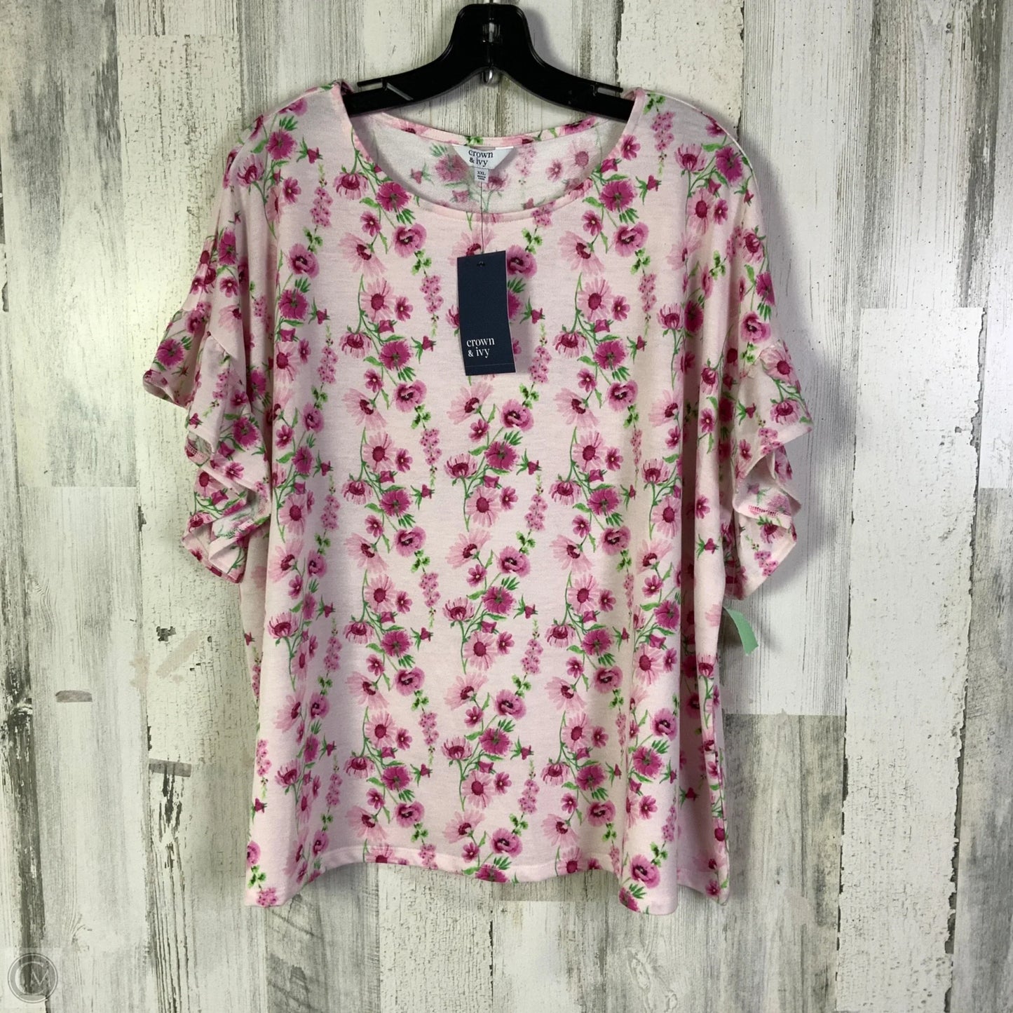 Top Short Sleeve By Crown And Ivy In Pink, Size: Xxl