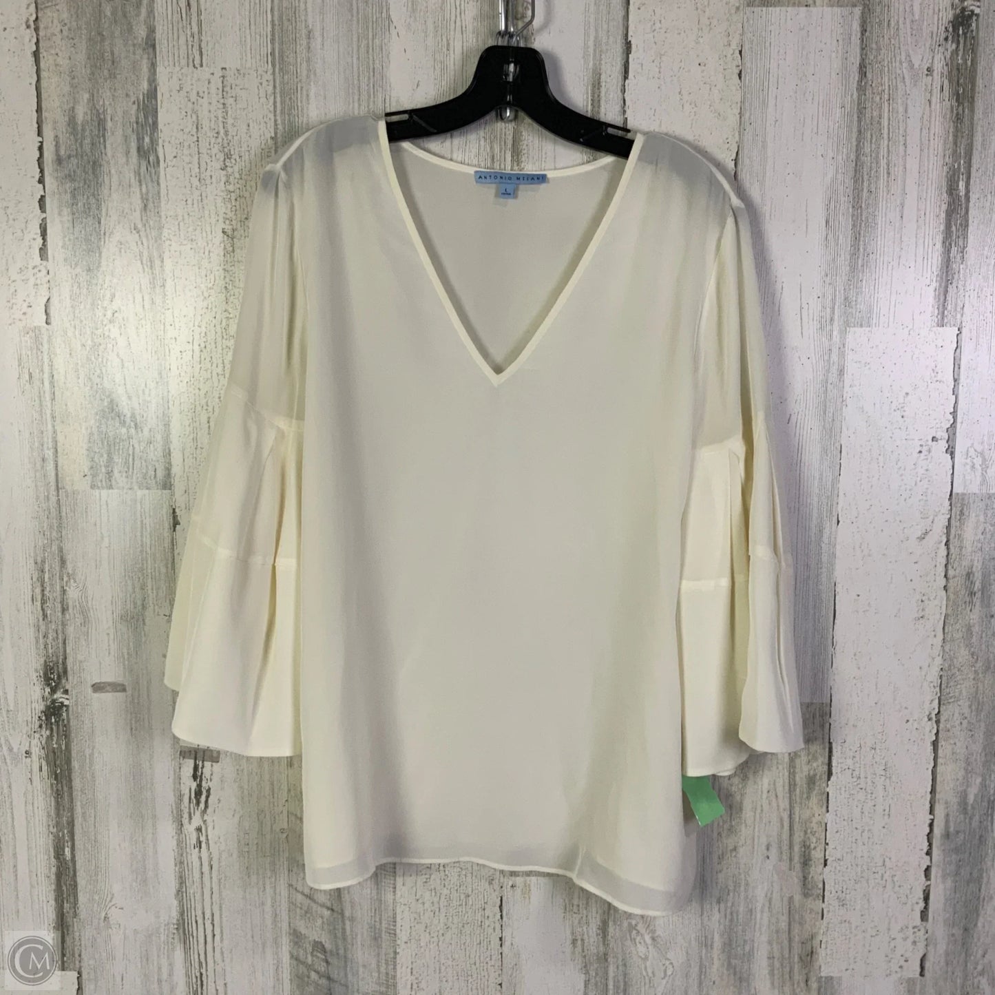 Blouse 3/4 Sleeve By Antonio Melani In Cream, Size: L