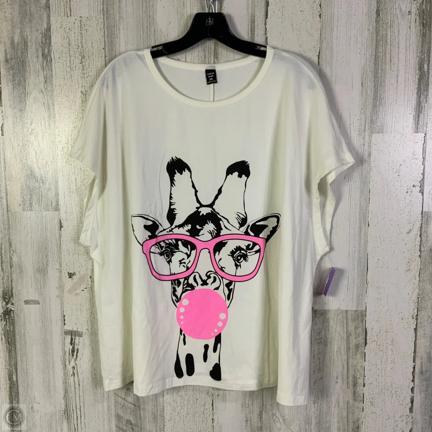 Top Short Sleeve Basic By Shein In White, Size: 3x