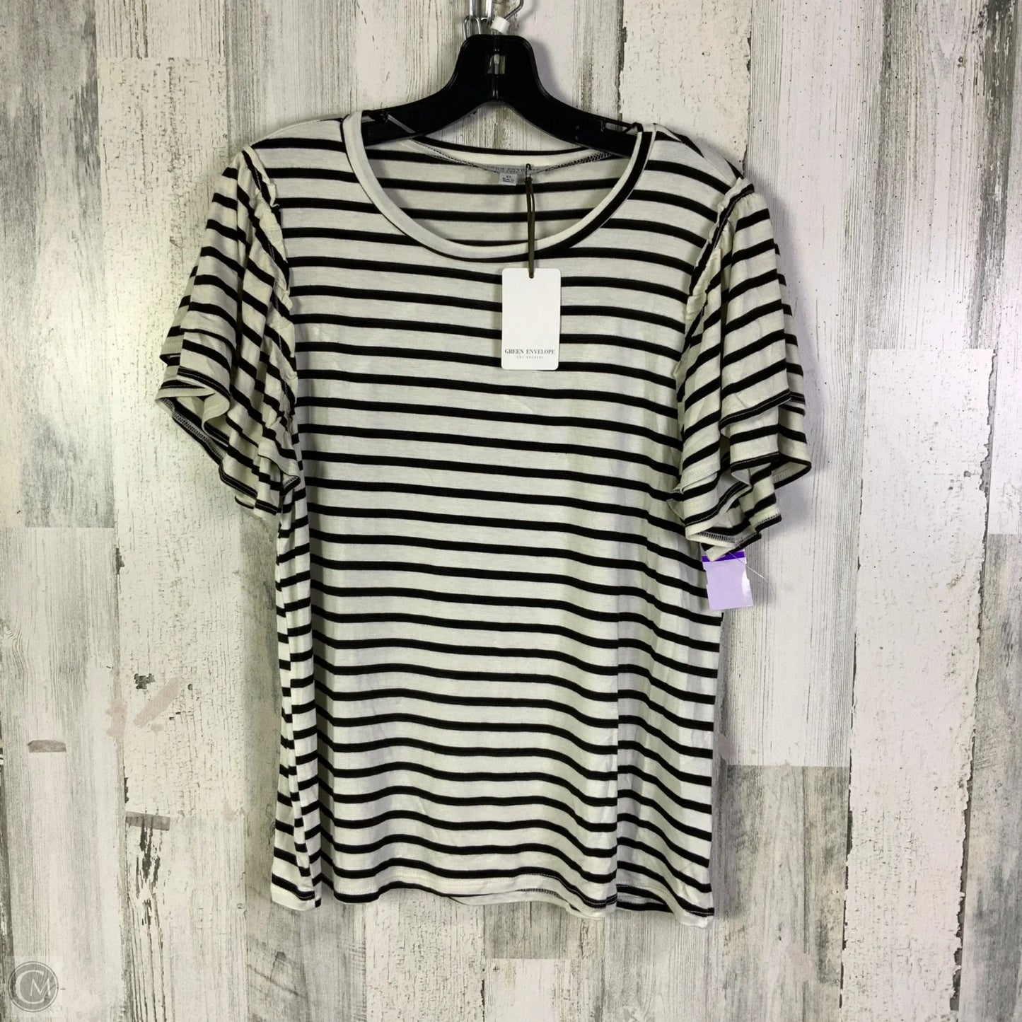 Top Short Sleeve By Green Envelope In Black & Cream, Size: Xl