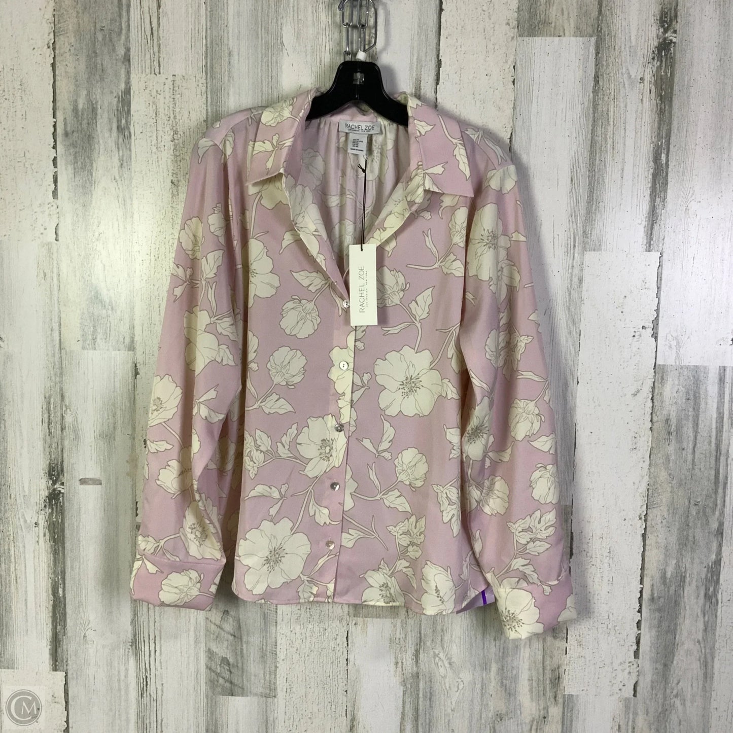 Blouse Long Sleeve By Rachel Zoe In Pink & White, Size: Xl