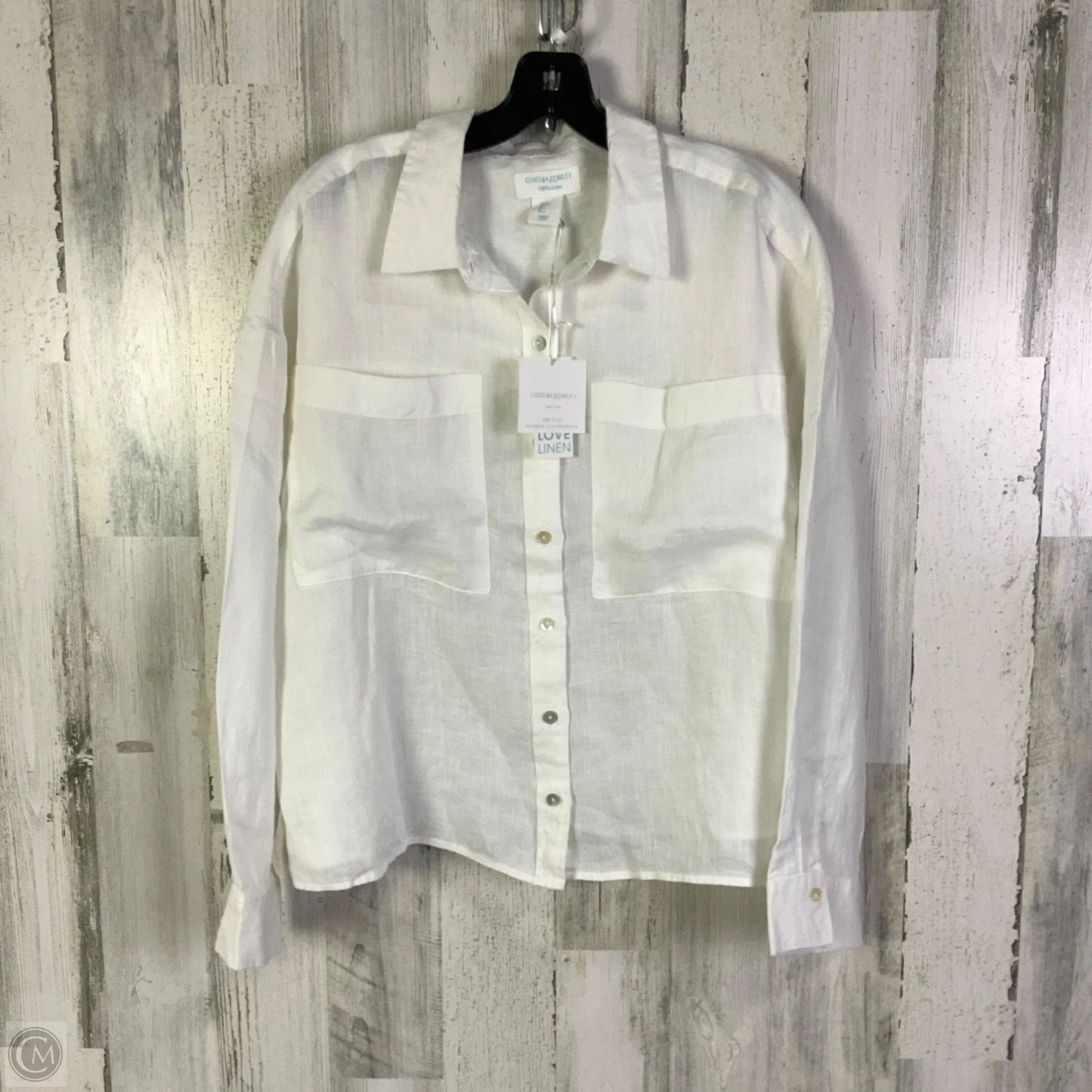 Blouse Long Sleeve By Cynthia Rowley In White, Size: L