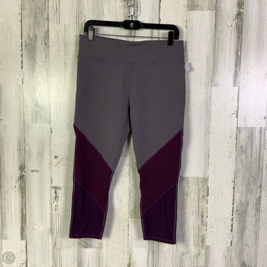 Athletic Leggings Capris By Fabletics In Grey & Purple, Size: L