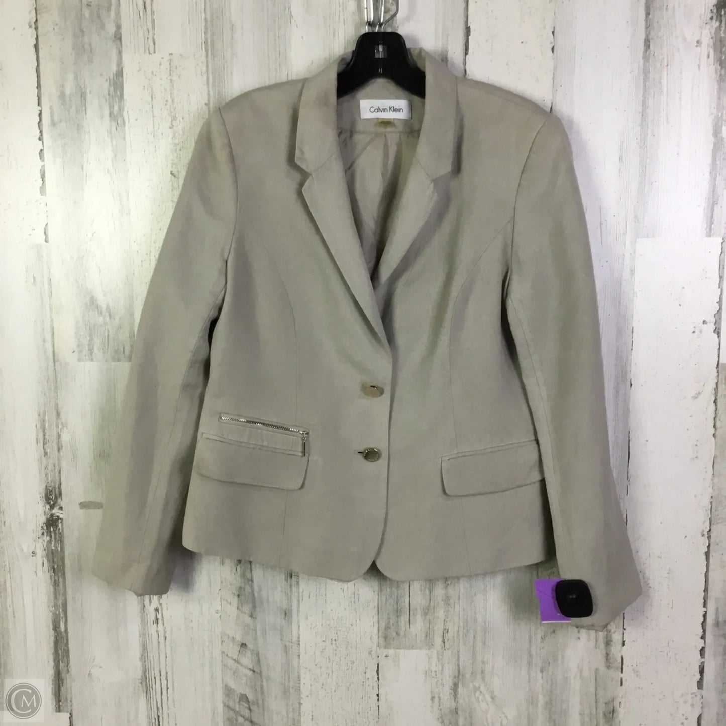 Blazer By Calvin Klein In Taupe, Size: M