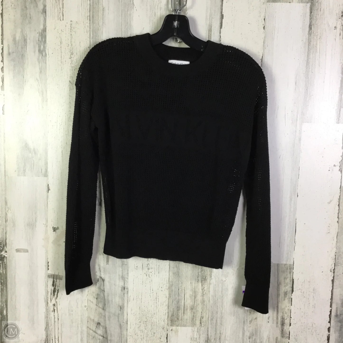 Top Long Sleeve By Calvin Klein In Black, Size: Xs
