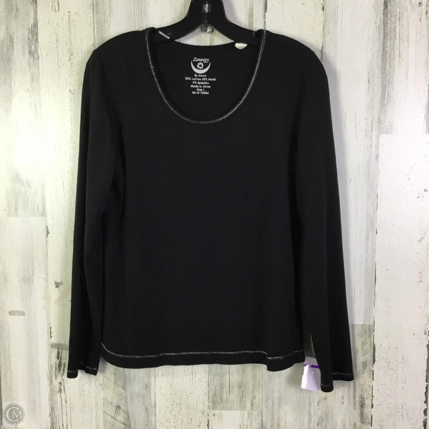 Top Long Sleeve Basic By Chicos In Black, Size: M