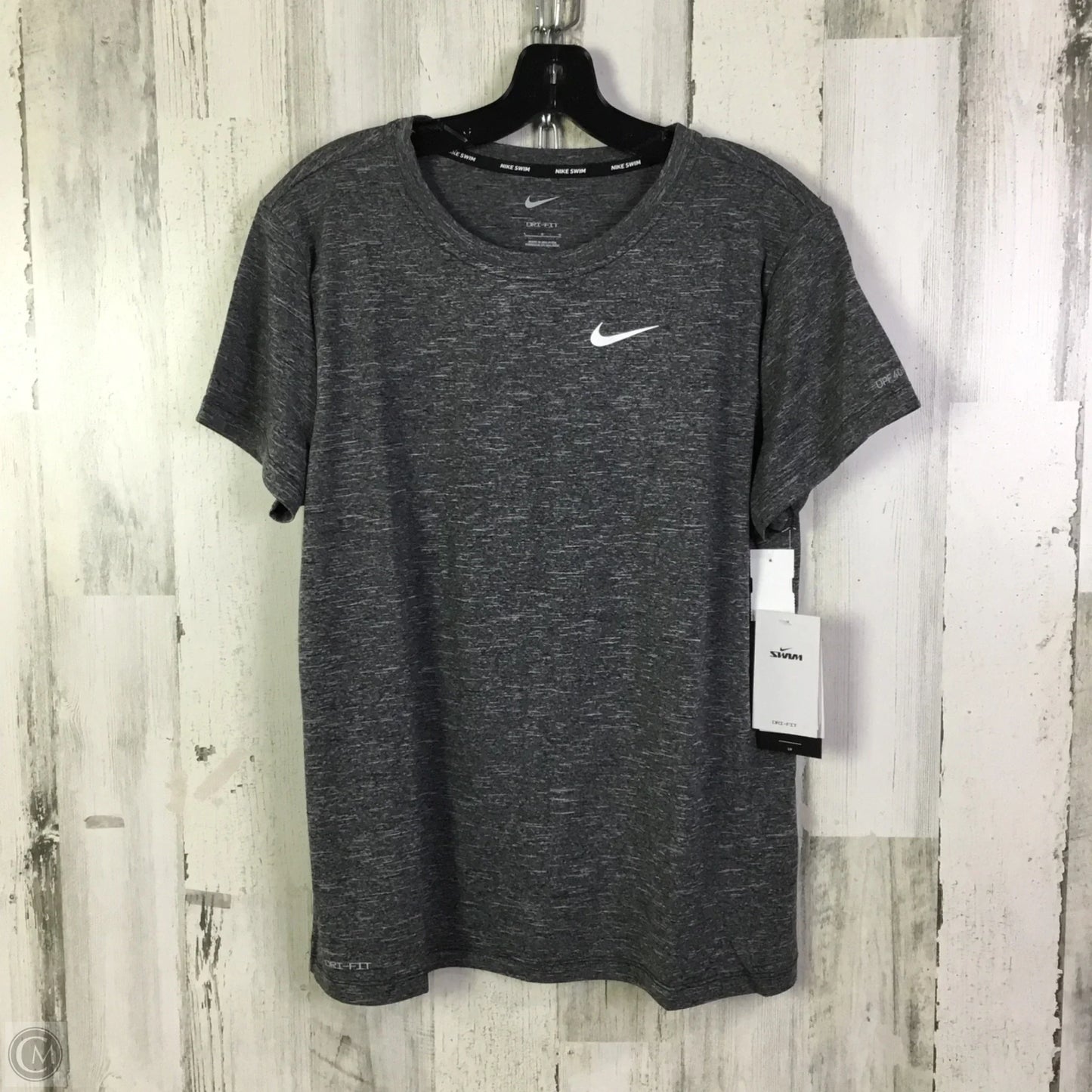 Athletic Top Short Sleeve By Nike In Grey, Size: L