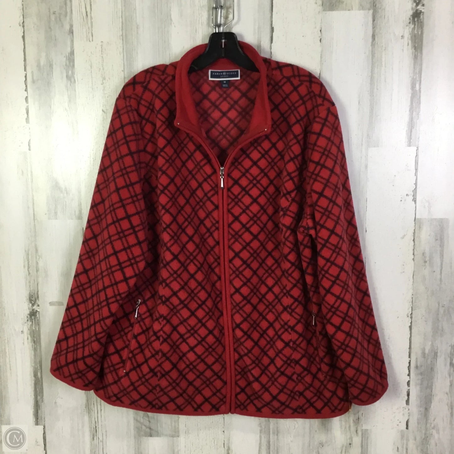 Jacket Fleece By Karen Scott In Red, Size: 1x