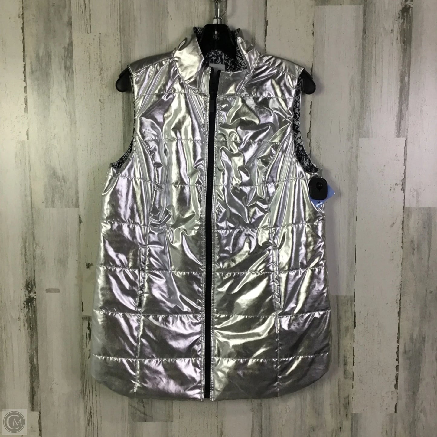 Vest Puffer & Quilted By Chicos In Silver, Size: M