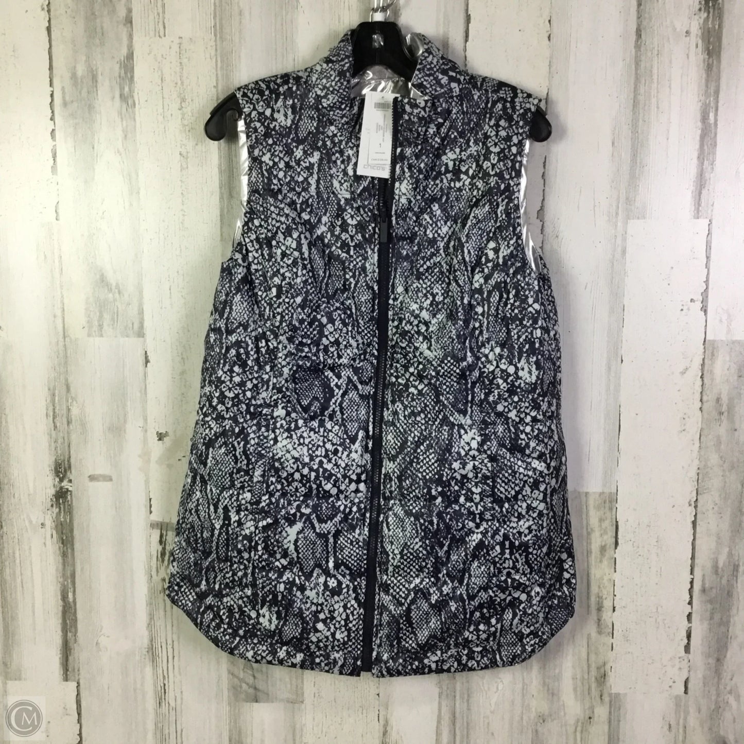 Vest Puffer & Quilted By Chicos In Silver, Size: M