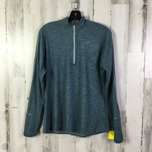 Athletic Top Long Sleeve Collar By Nike Apparel In Green, Size: L