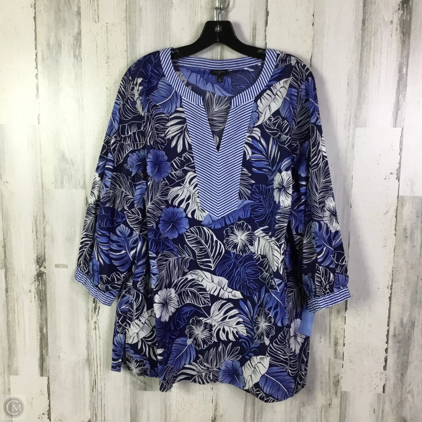 Top 3/4 Sleeve By Talbots In Blue, Size: 1x