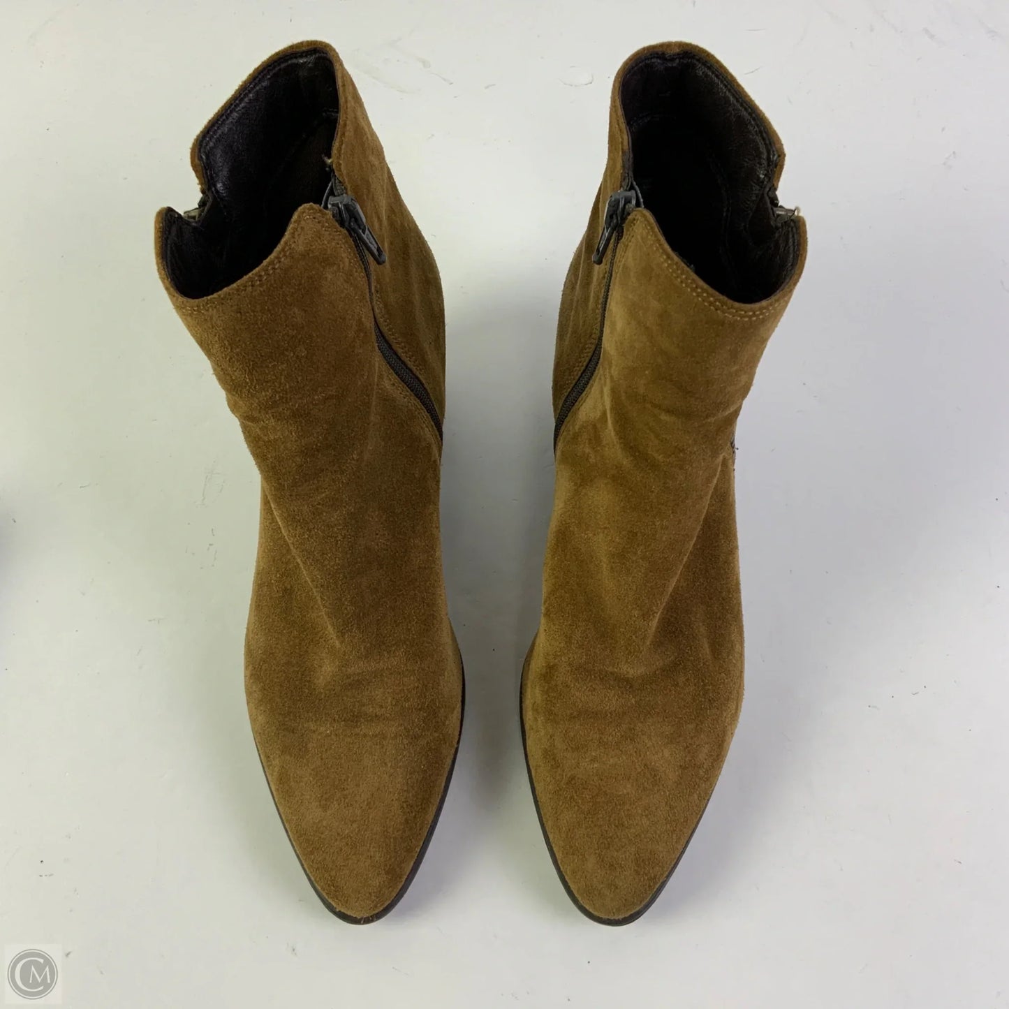 Boots Ankle Heels By Clarks In Tan, Size: 6.5