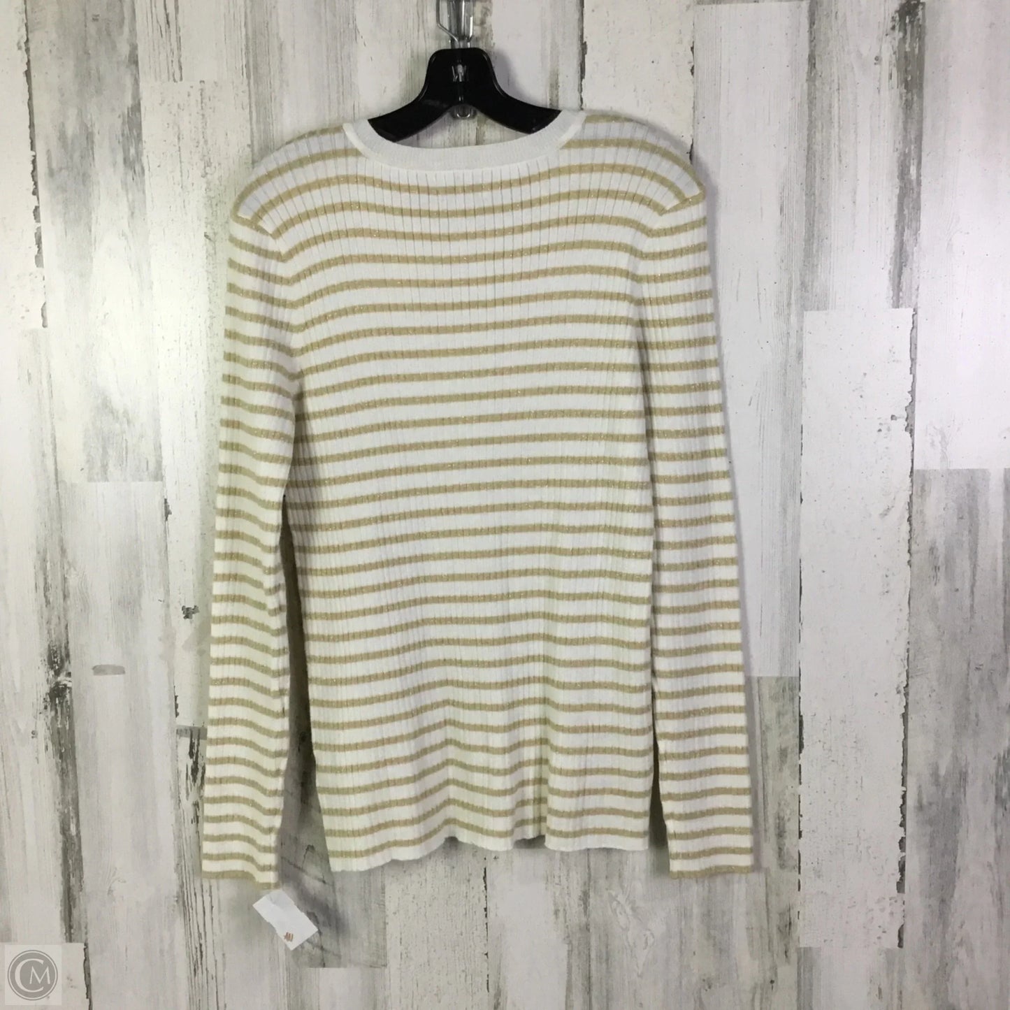 Sweater By Nine West Apparel In Gold & White, Size: Xl
