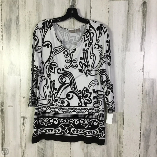 Top 3/4 Sleeve Basic By Chicos In Black & White, Size: M