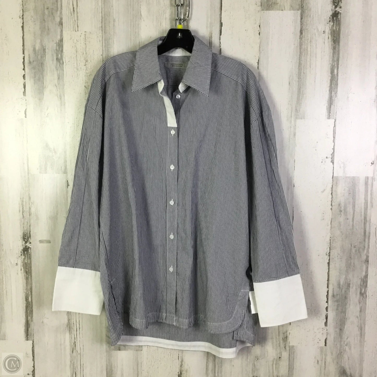 Top Long Sleeve Designer By All Saints In Blue, Size: S