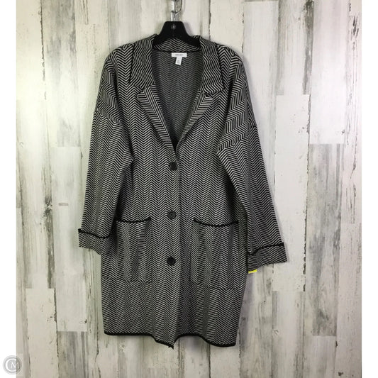 Sweater Cardigan By Nine West Apparel In Black & White, Size: Xl