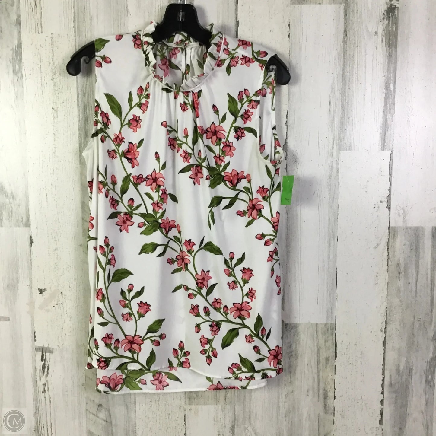 Blouse Sleeveless By Ann Taylor In Pink & White, Size: M