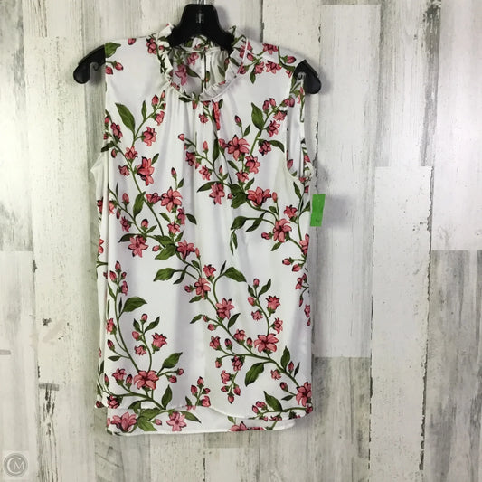 Blouse Sleeveless By Ann Taylor In Pink & White, Size: M