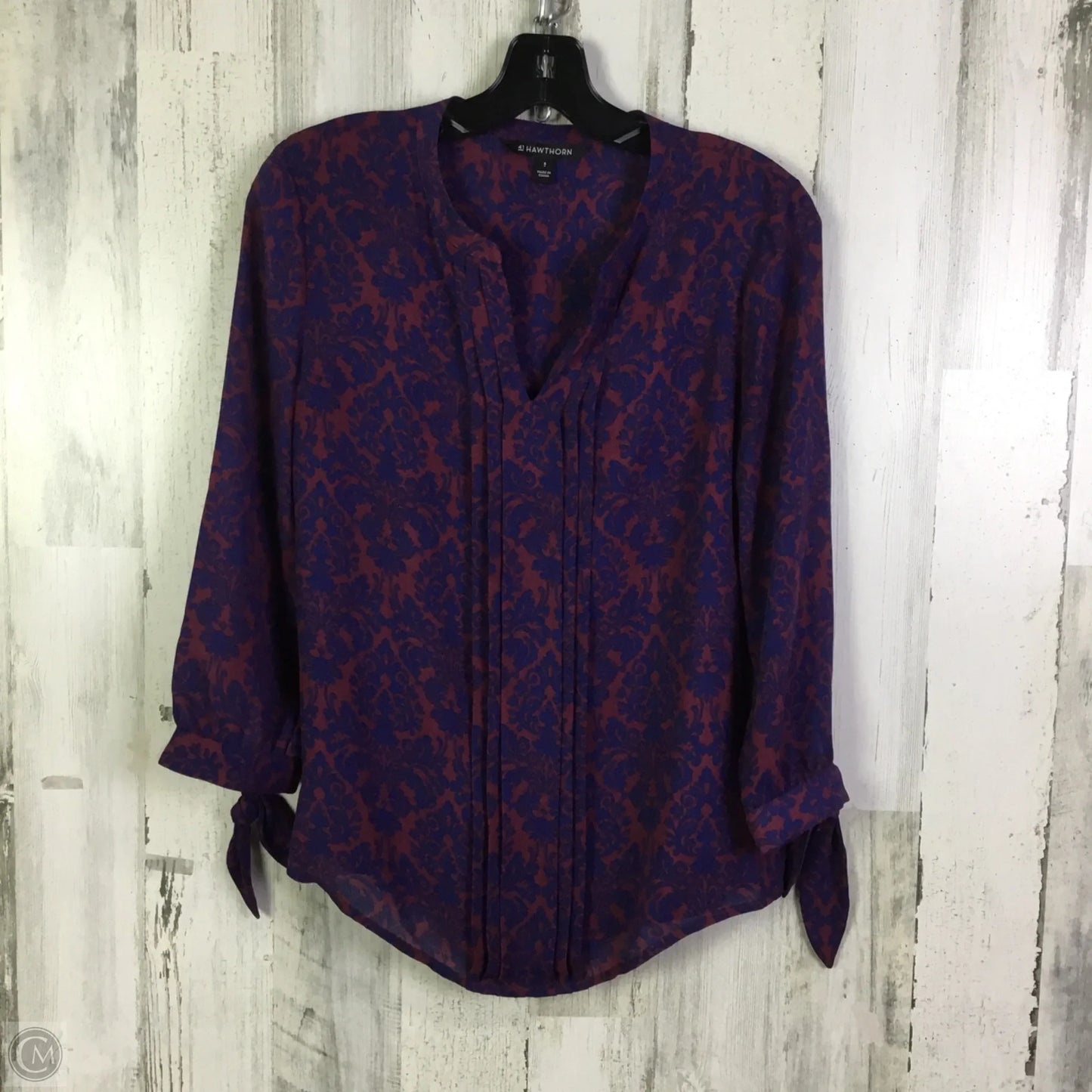 Blouse 3/4 Sleeve By 41 Hawthorn In Blue & Red, Size: S