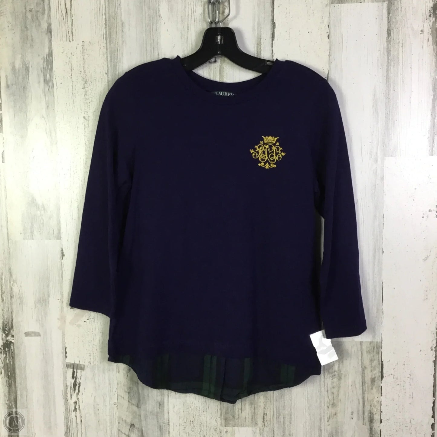 Top 3/4 Sleeve Basic By Lauren By Ralph Lauren In Blue, Size: S