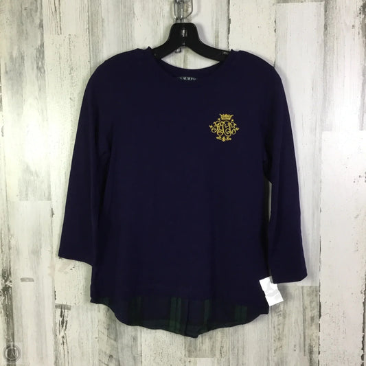 Top 3/4 Sleeve Basic By Lauren By Ralph Lauren In Blue, Size: S