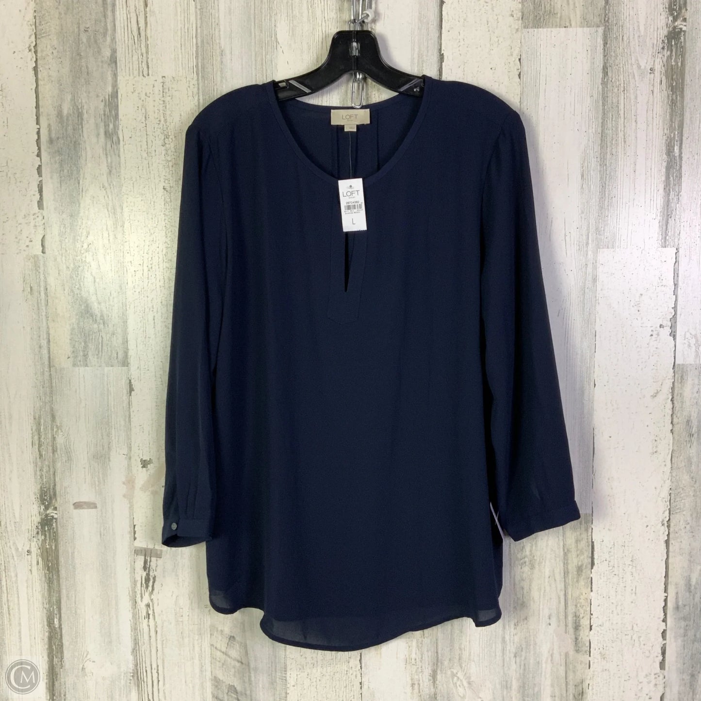 Blouse 3/4 Sleeve By Loft In Navy, Size: L