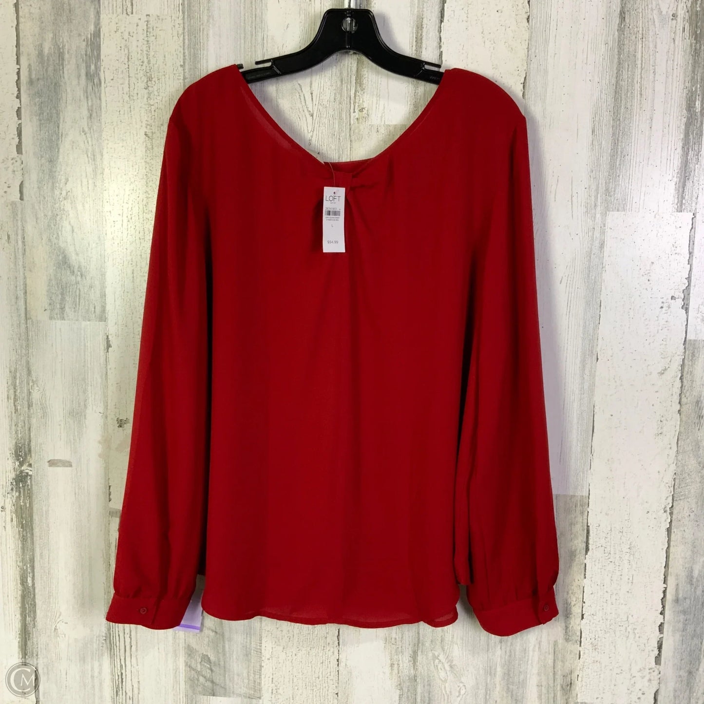 Blouse Long Sleeve By Loft In Red, Size: L