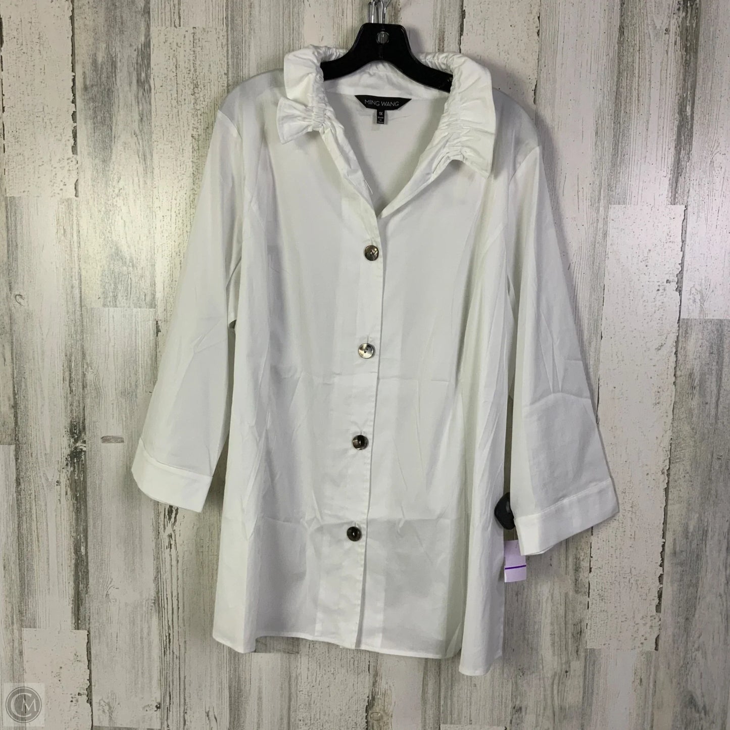Blouse 3/4 Sleeve By Ming Wang In White, Size: 1x