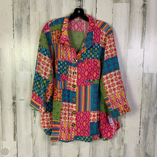 Top 3/4 Sleeve By John Mark In Multi-colored, Size: 1x