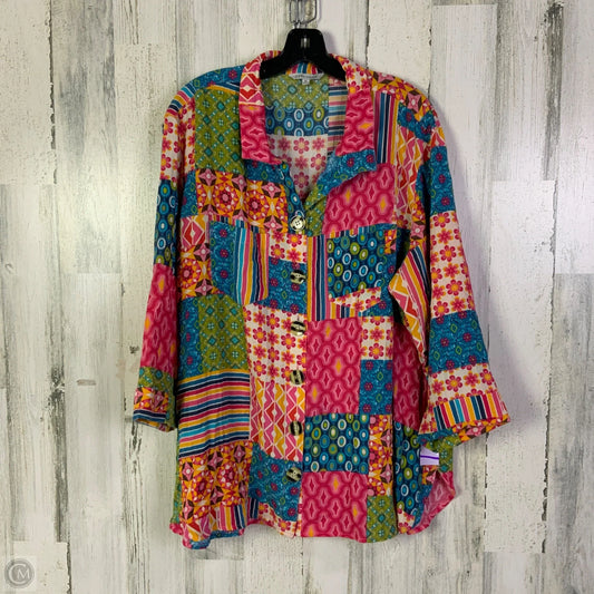 Top 3/4 Sleeve By John Mark In Multi-colored, Size: 1x