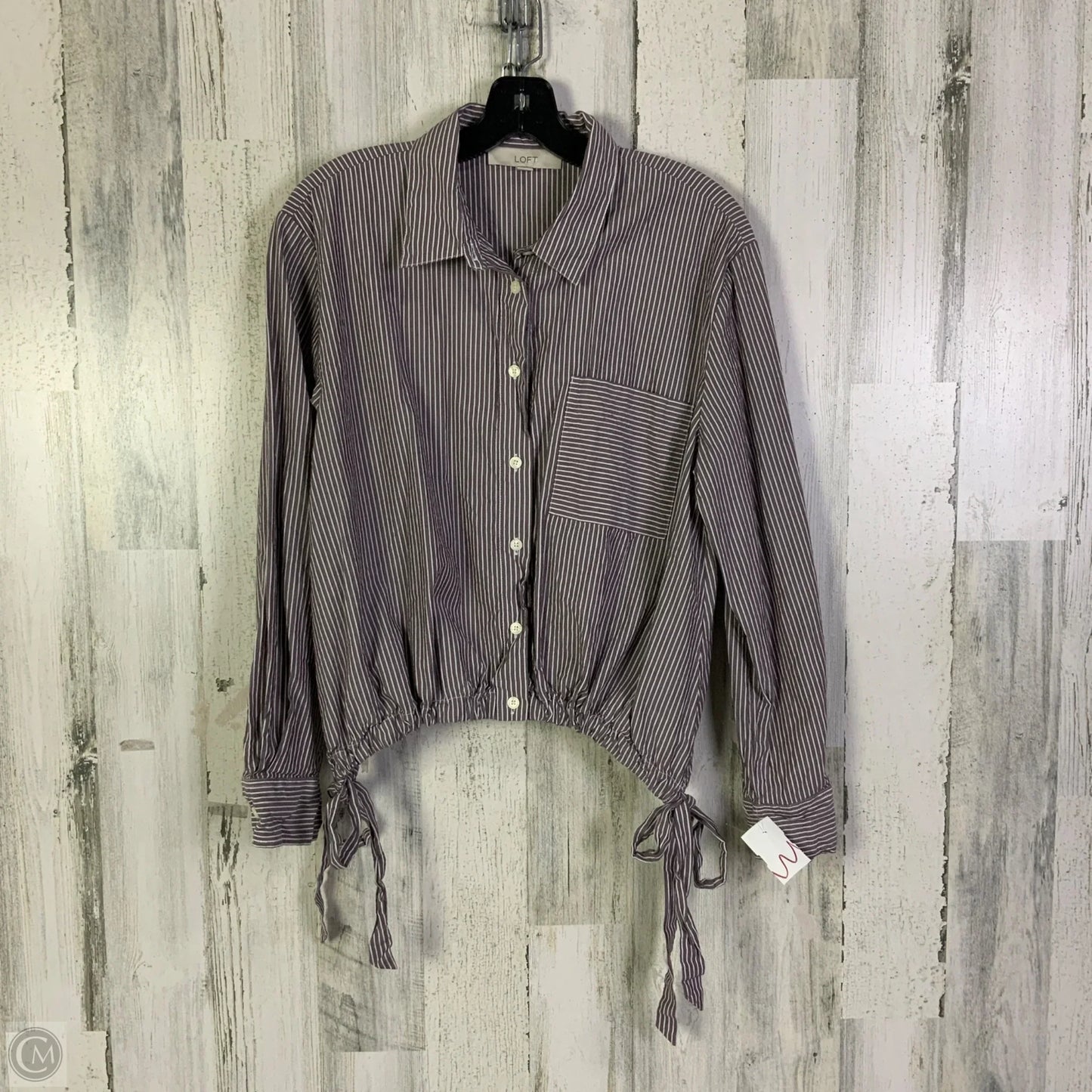 Top Long Sleeve By Loft In Brown & White, Size: L