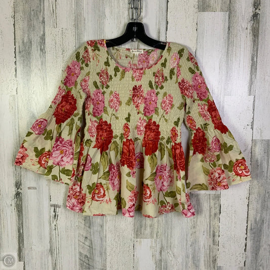 Top Long Sleeve By Jane And Delancey In Red & Tan, Size: S