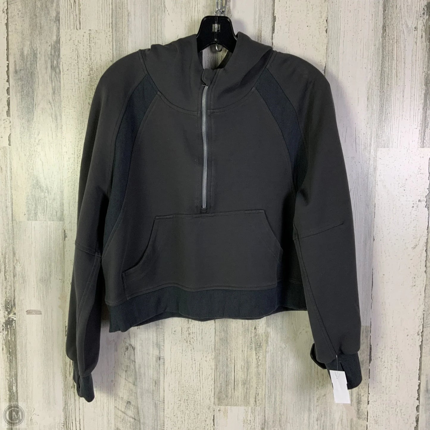 Athletic Sweatshirt Hoodie By Lululemon In Grey, Size: M
