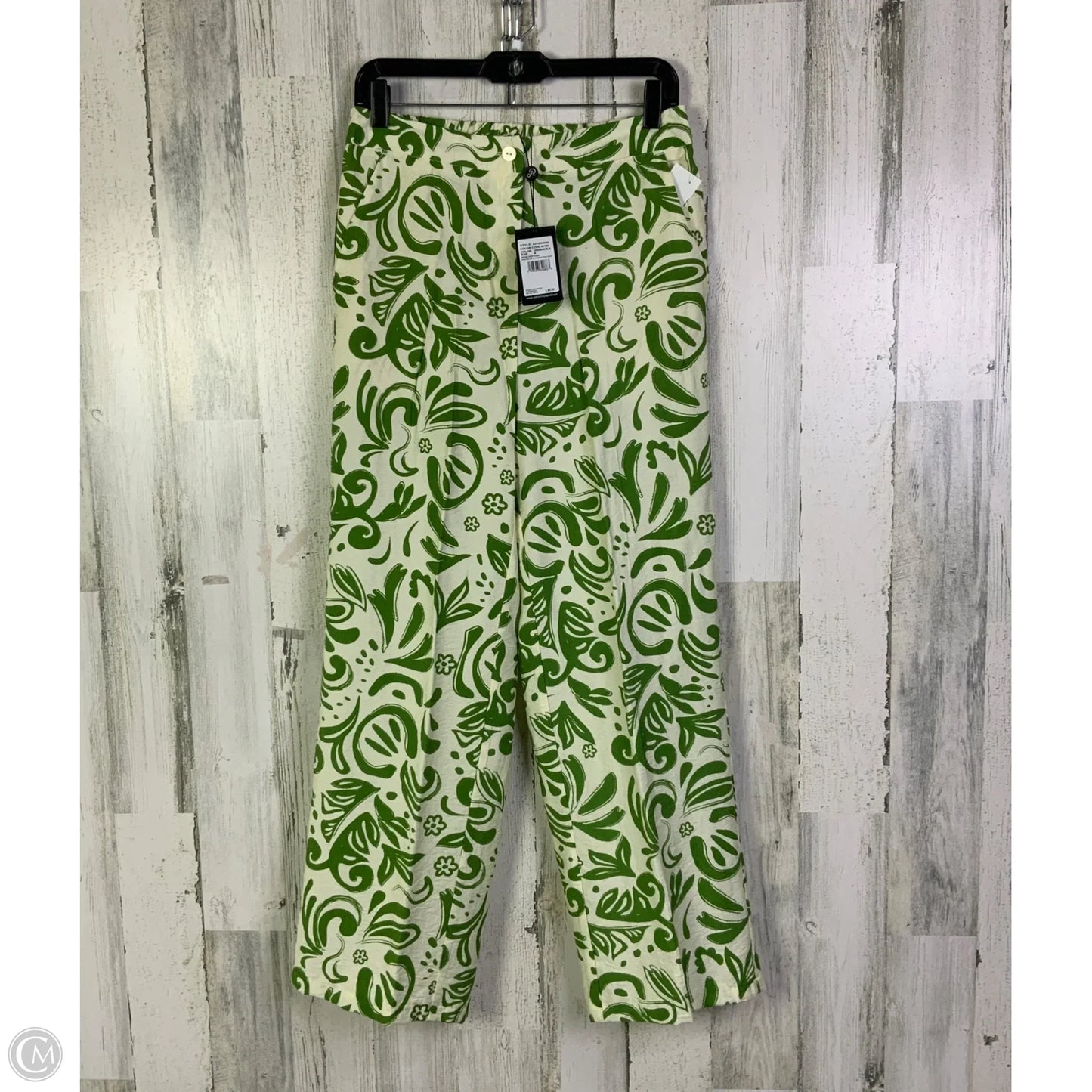 Pants Wide Leg By Adrianna Papell In Cream & Green, Size: 4