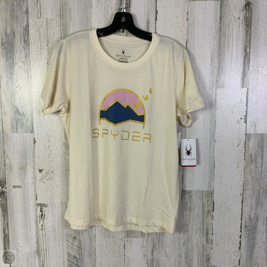 Athletic Top Short Sleeve By Spyder In Cream, Size: L