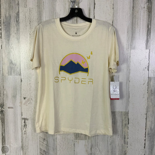 Athletic Top Short Sleeve By Spyder In Cream, Size: L