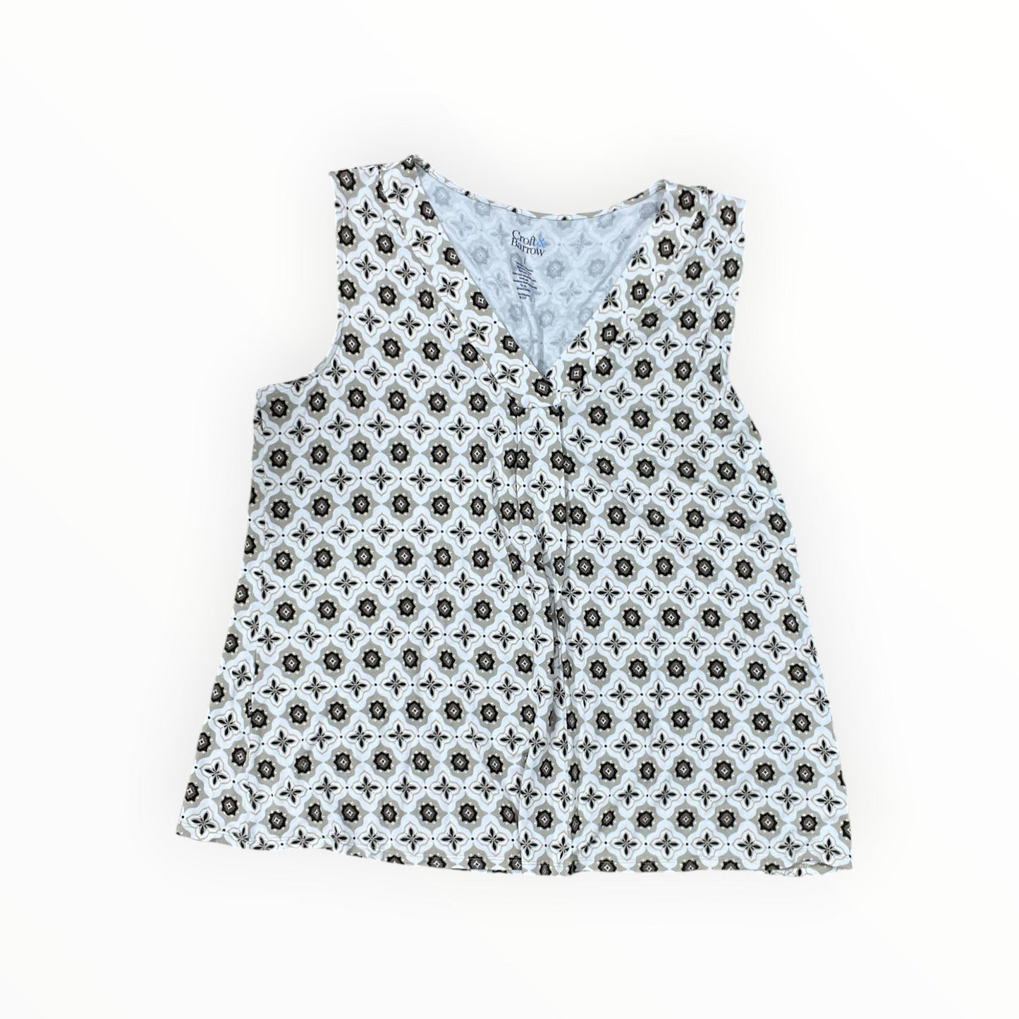 Top Sleeveless By Croft And Barrow In Brown & Cream, Size:L