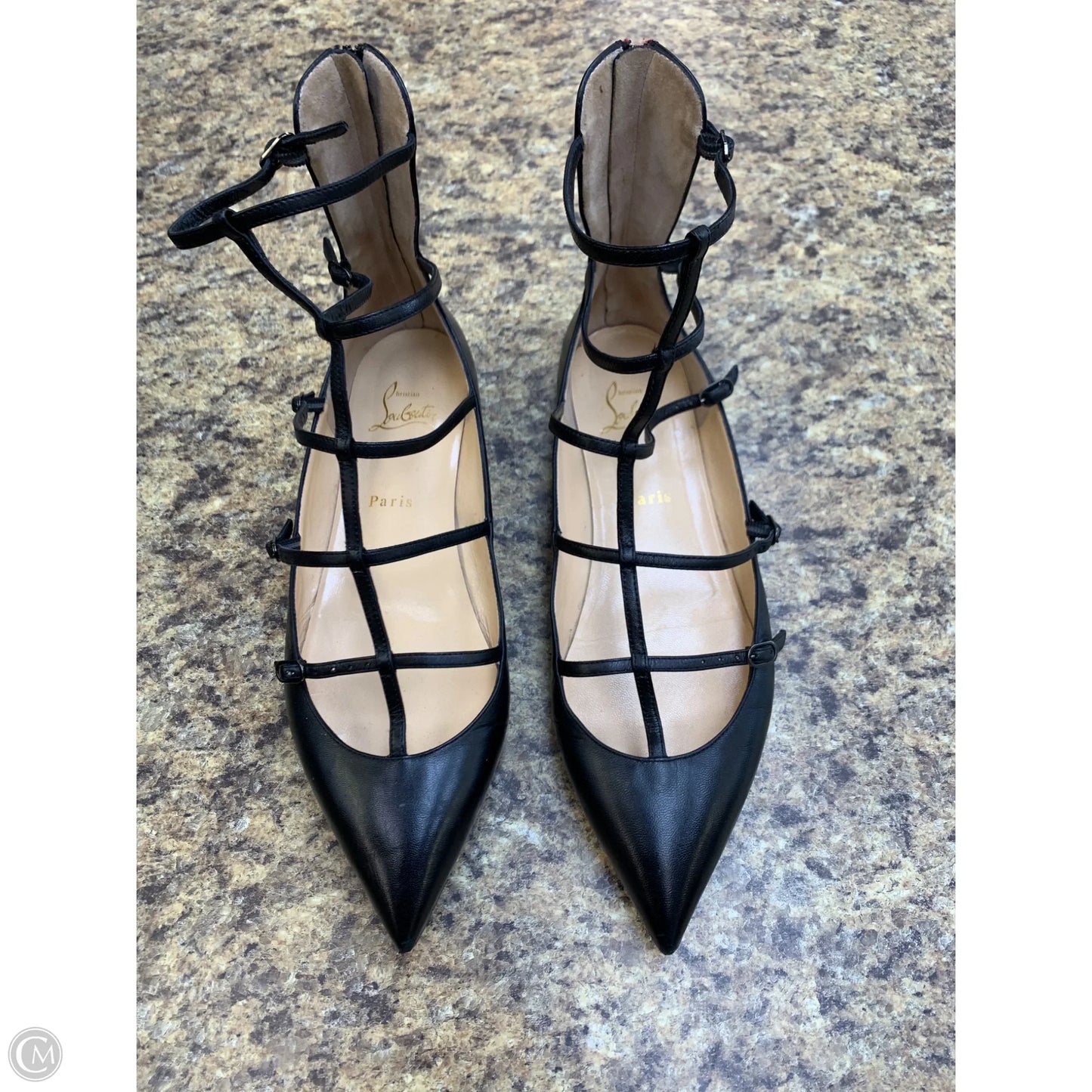 Shoes Luxury Designer By Christian Louboutin In Black, Size: 10