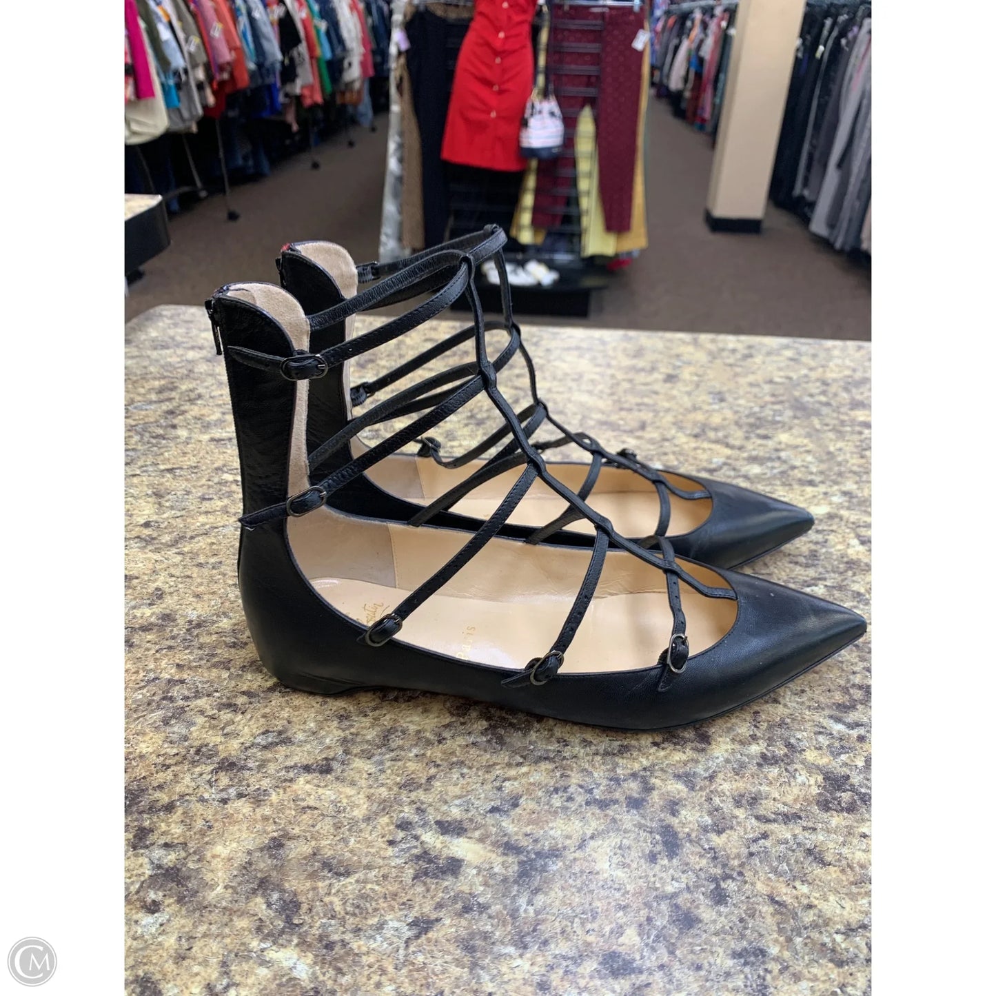 Shoes Luxury Designer By Christian Louboutin In Black, Size: 10