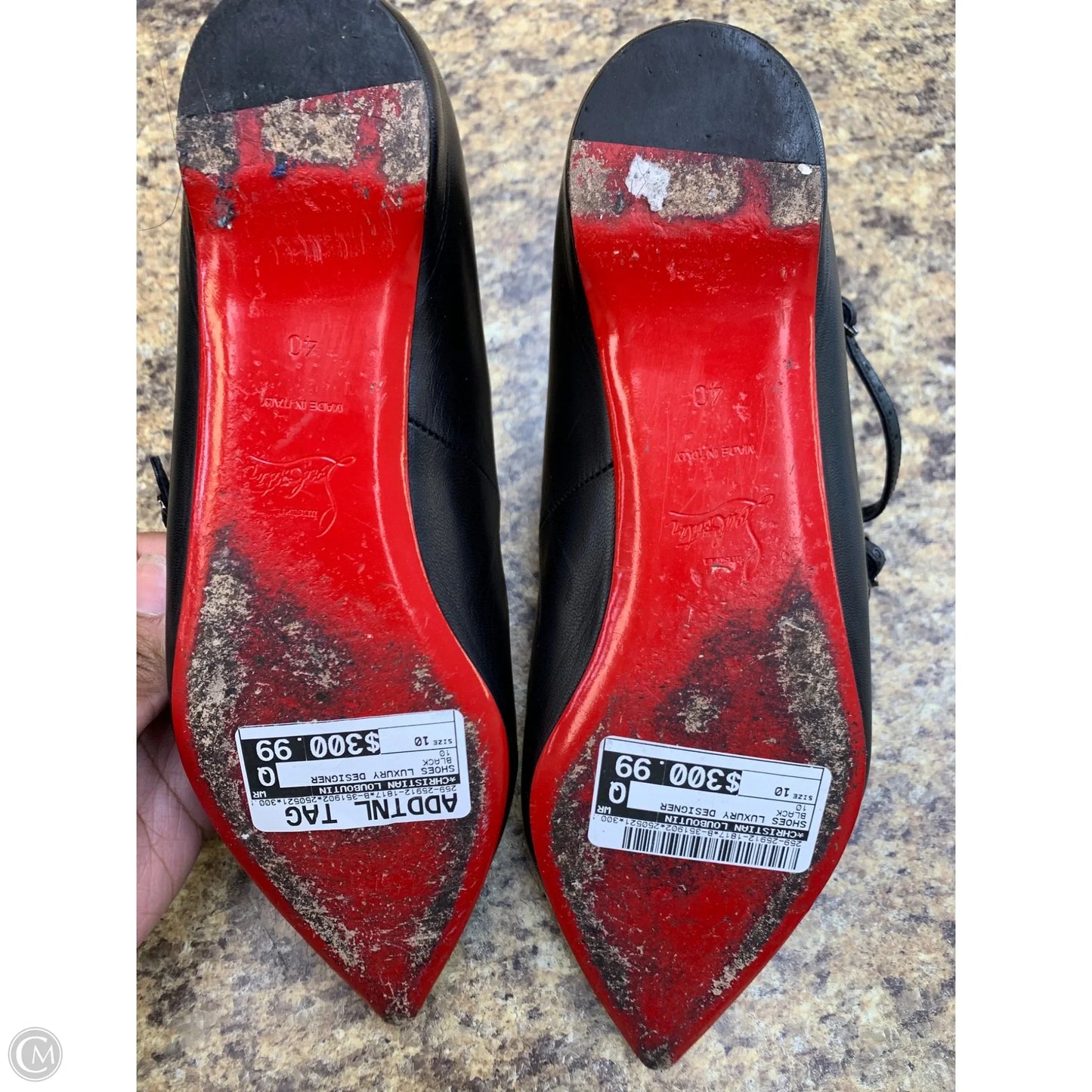 Shoes Luxury Designer By Christian Louboutin In Black, Size: 10