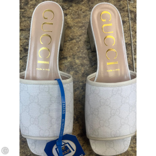 Shoes Heels Block By Gucci In Cream, Size: 9