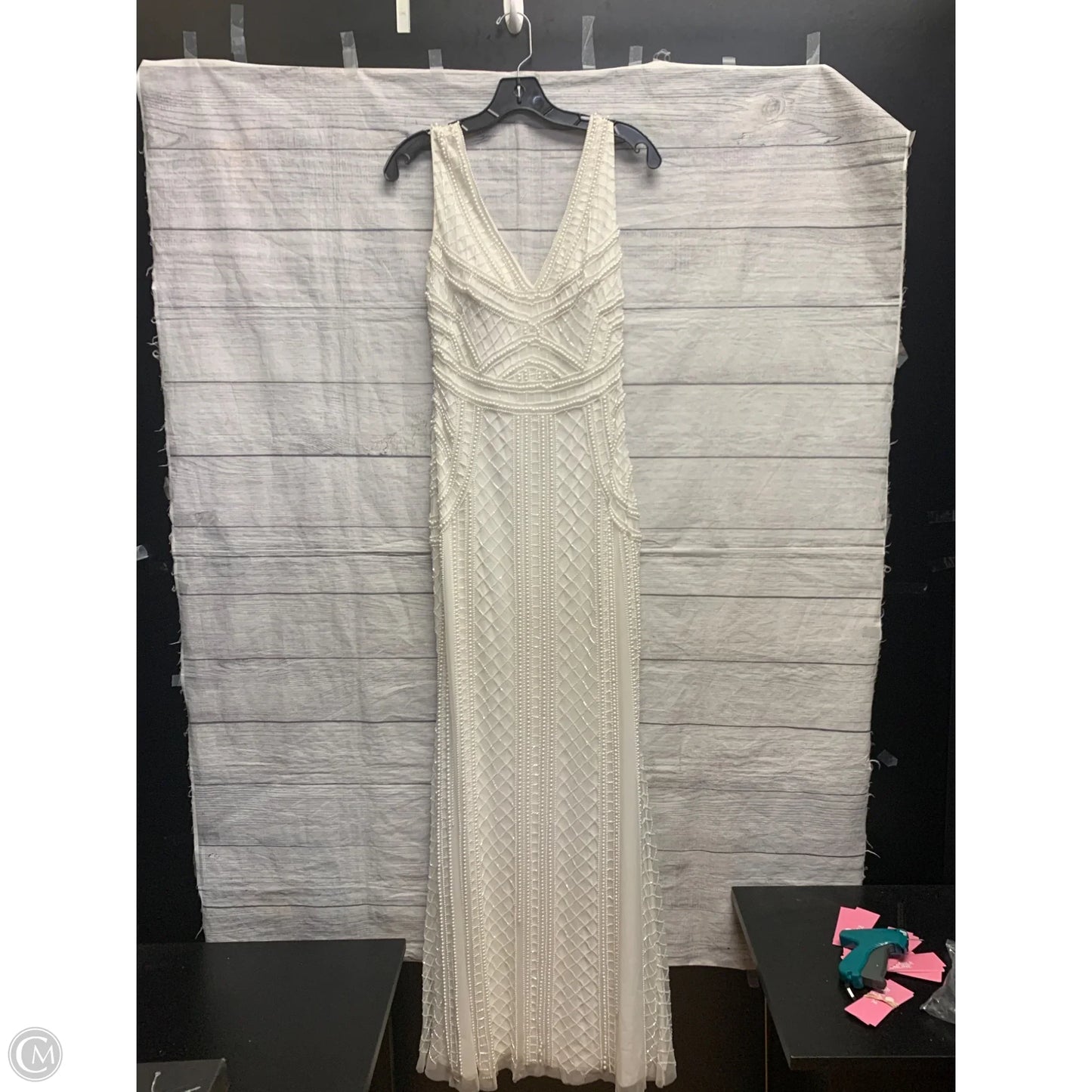 Dress Party Long By Adrianna Papell In Cream, Size: 8