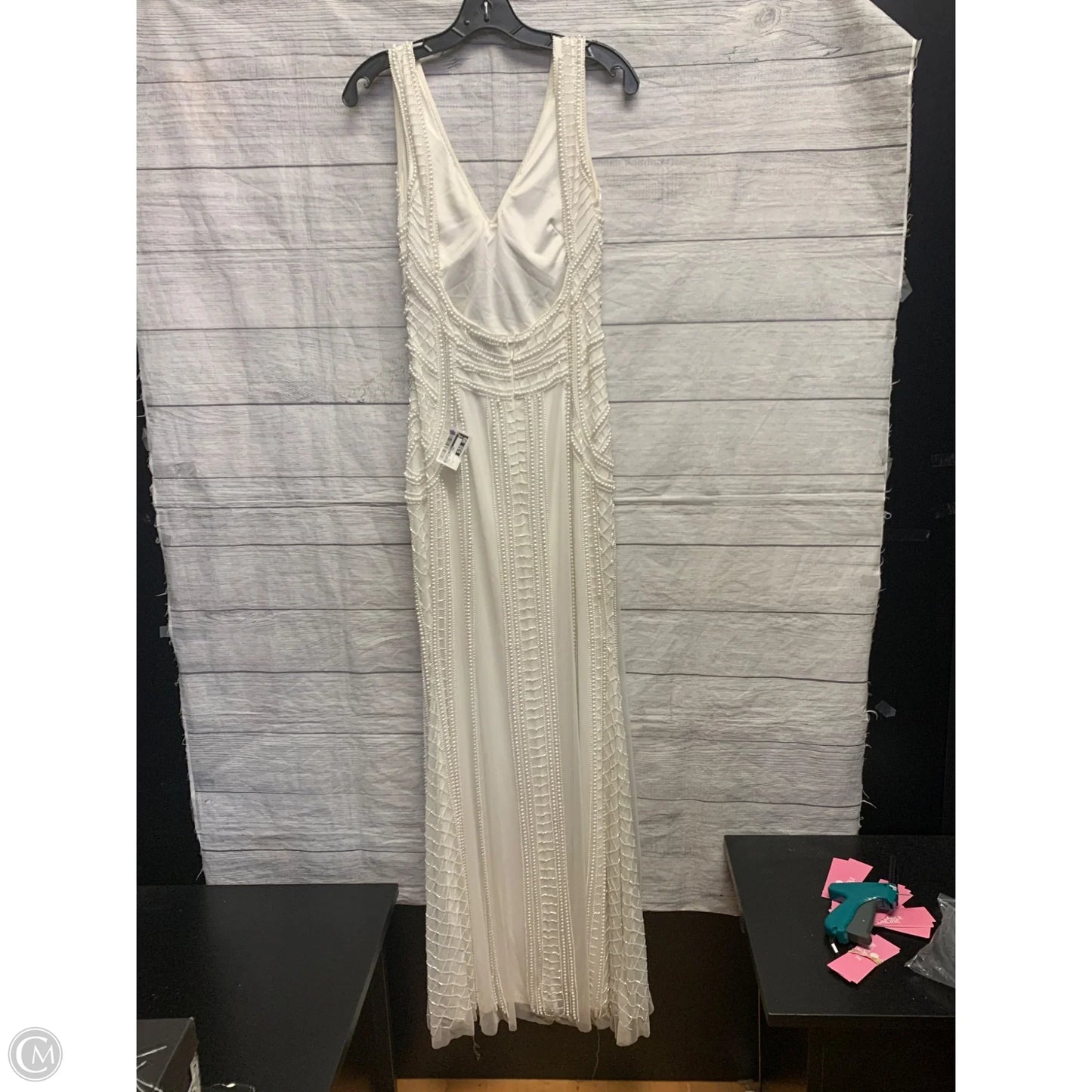 Dress Party Long By Adrianna Papell In Cream, Size: 8