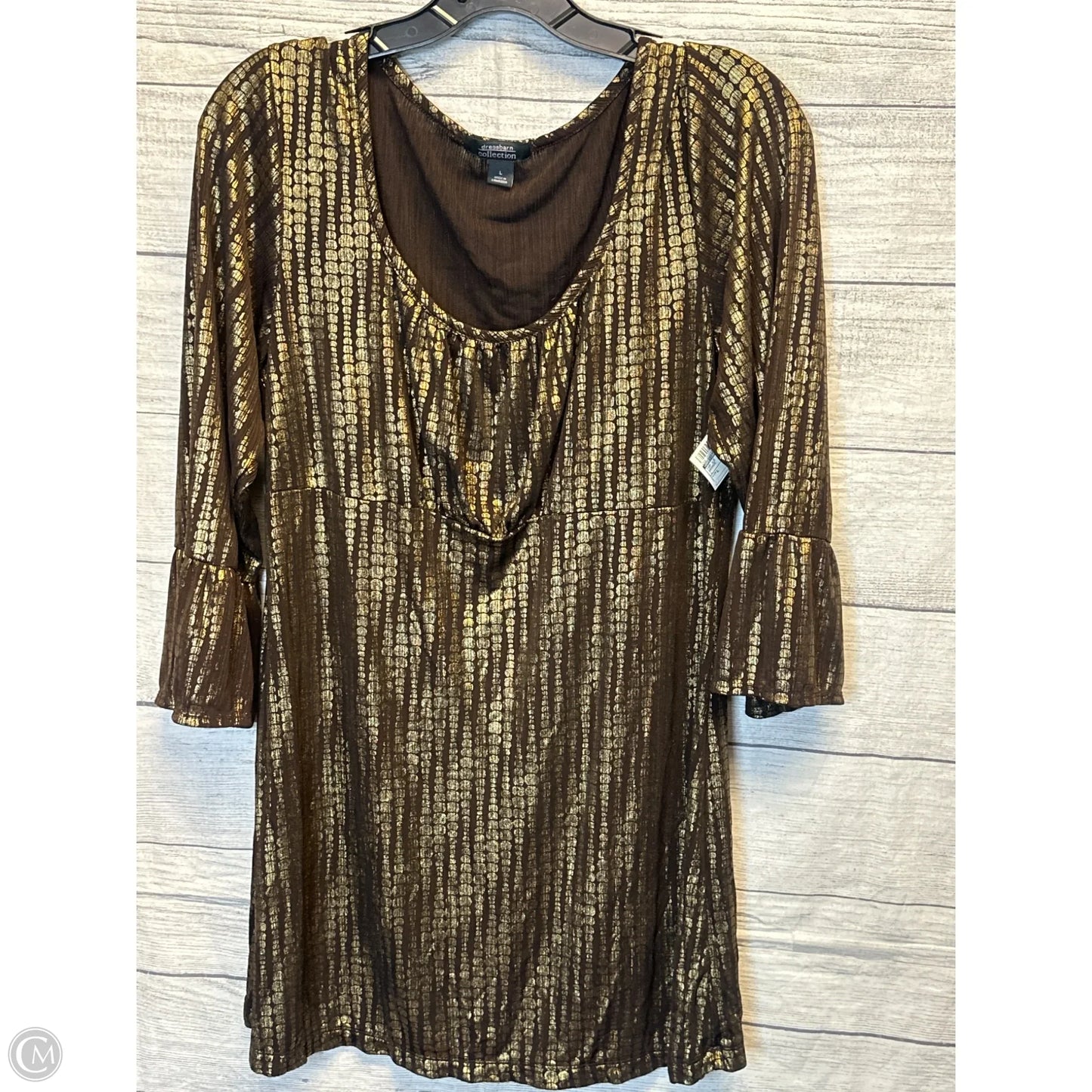 Top Long Sleeve By Dressbarn In Bronze, Size: L