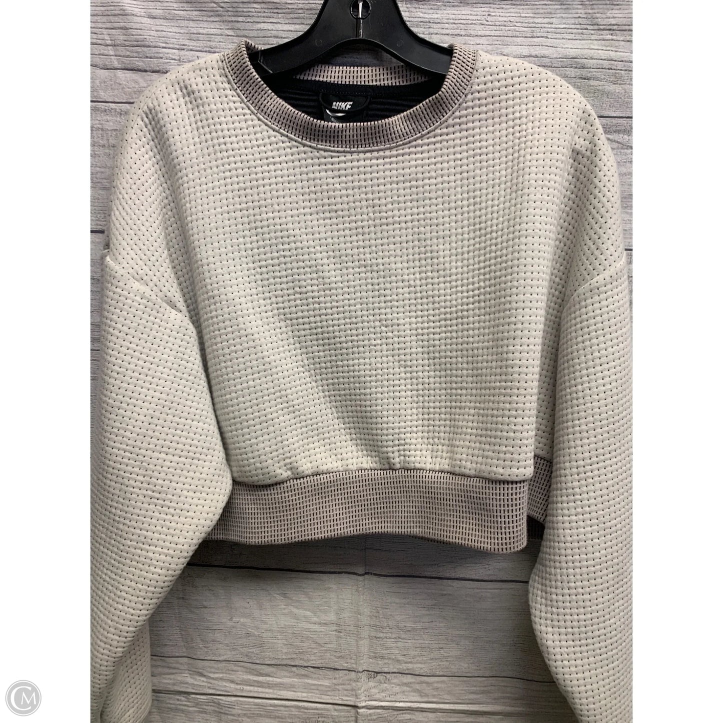 Athletic Sweatshirt Crewneck By Nike In Beige, Size: M