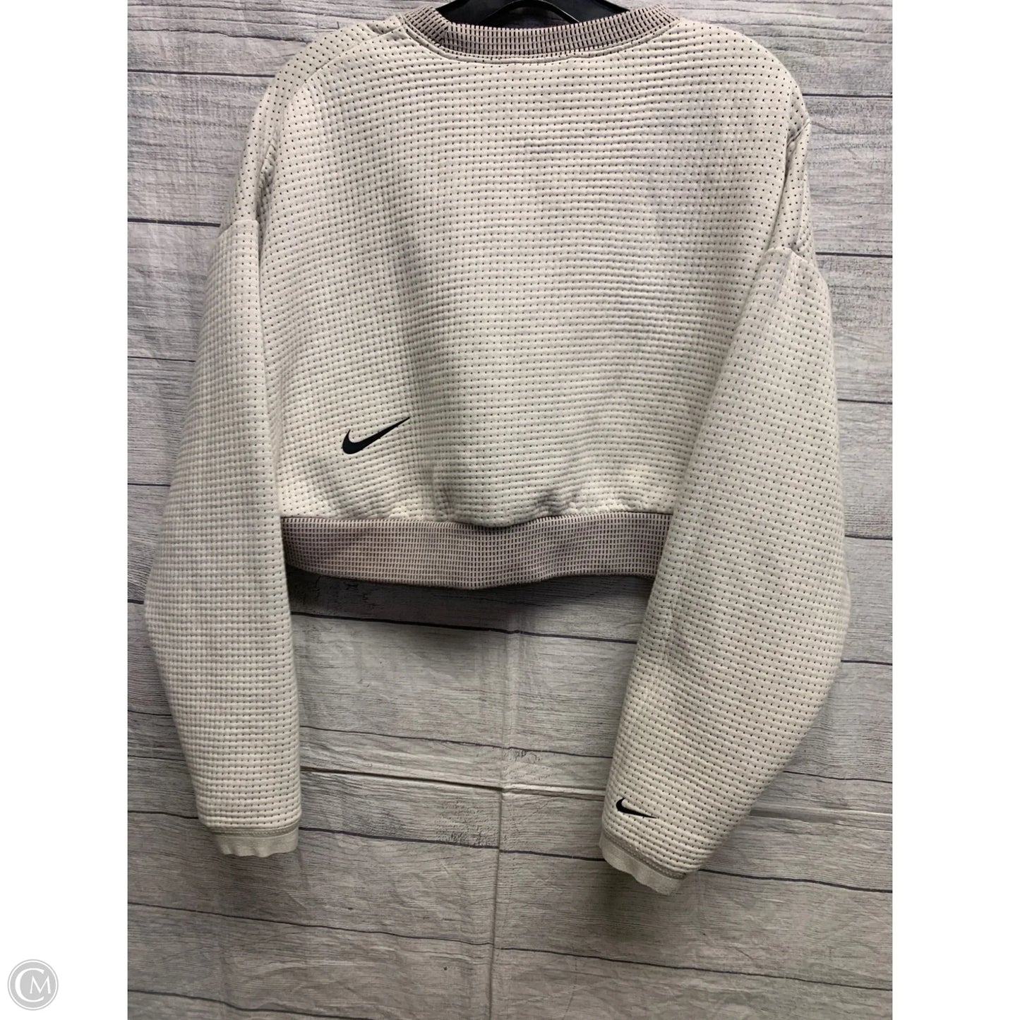 Athletic Sweatshirt Crewneck By Nike In Beige, Size: M