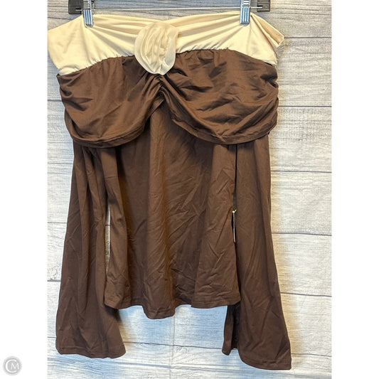 Top Long Sleeve By Shein In Brown & Cream, Size: L